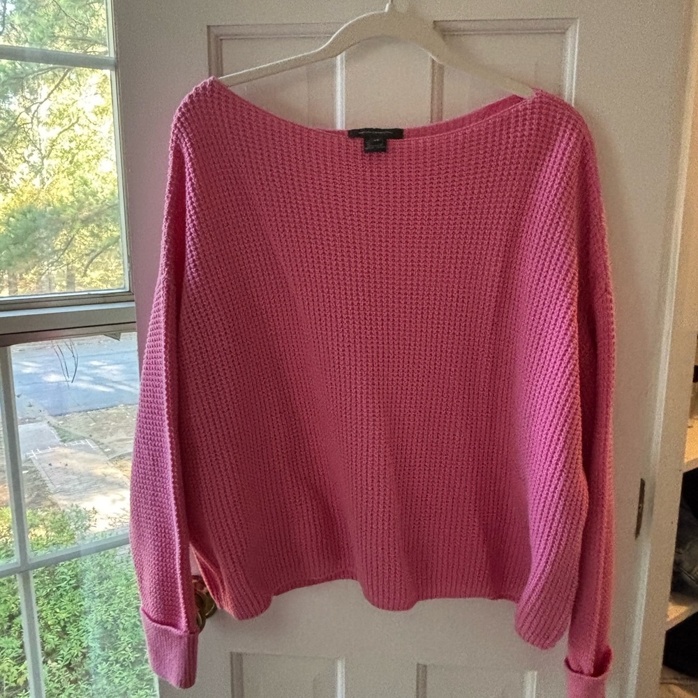 Oversized French Connection Bright Pink Crew Neck Sweater
